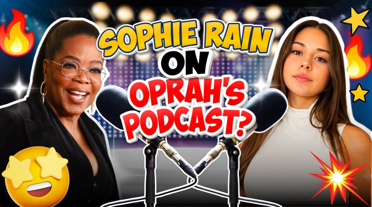 Sophie Rain on a talk-show set styled like Oprah's stage